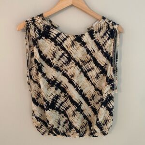 Evereve Dre Tie Shoulder Sleeveless Top Abstract Maximalism Boho Casual